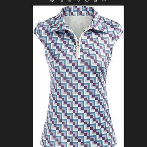 Jack Smith Golf Polo Shirt Top Sleeveless Zip Up Collar UPF 50 Quick Dry XL16-18
